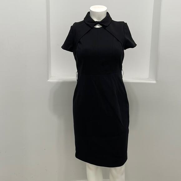 James Perse Short Sleeve Collared Sheath Black Dress Size 14